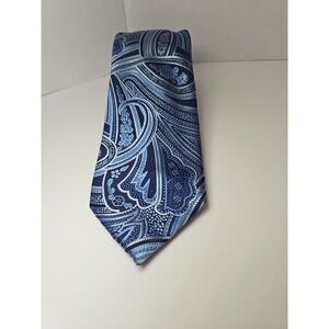 Tasso Elba Men's Silk Tie Blue Paisley 100%‎ Silk Neck Tie